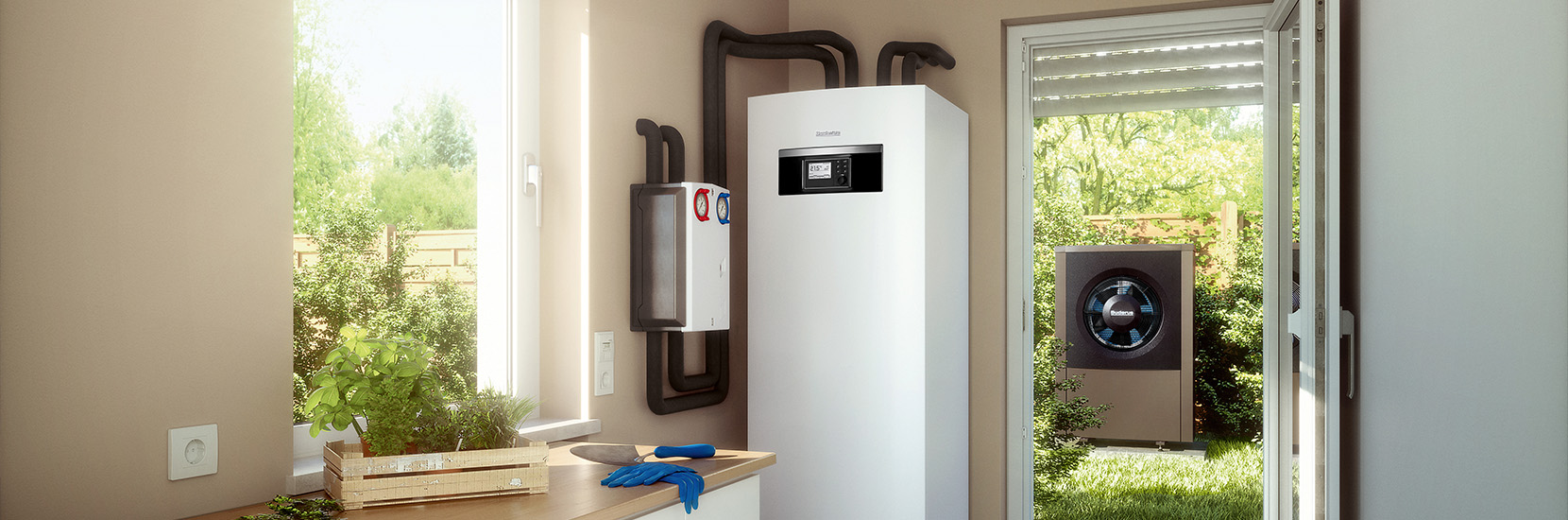 Neue, moderne Wärmepumpe